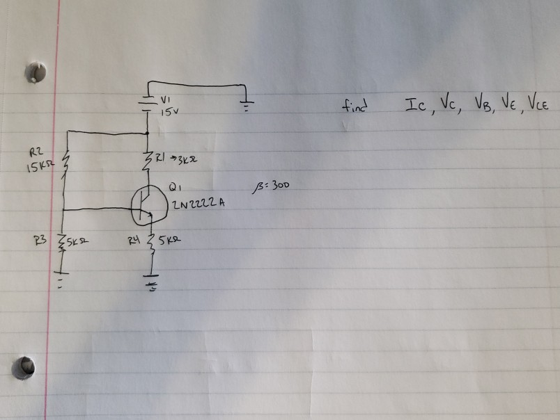 Solved Vi 15v Find Ic Vc Vb Ve Vice R2 15kr 3 R1 32 Chegg Com