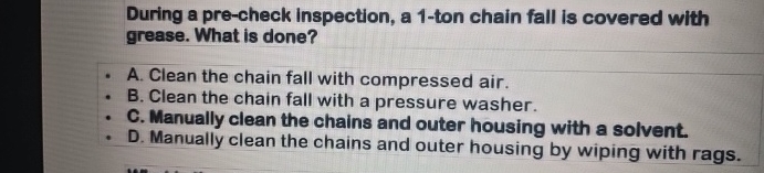 Solved During a pre-check inspection, a 1-ton chain fall is | Chegg.com
