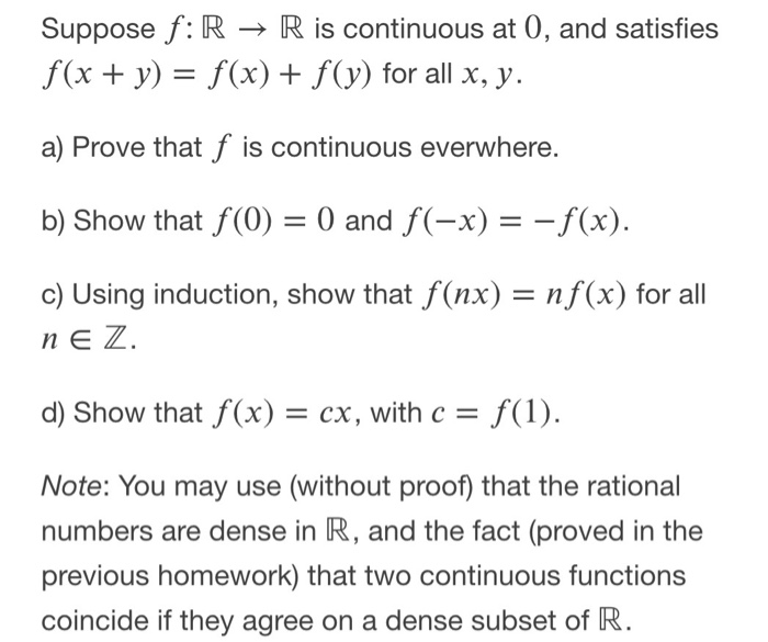 Solved Suppose F R → R Is Continuous At 0 And Satisfies F X