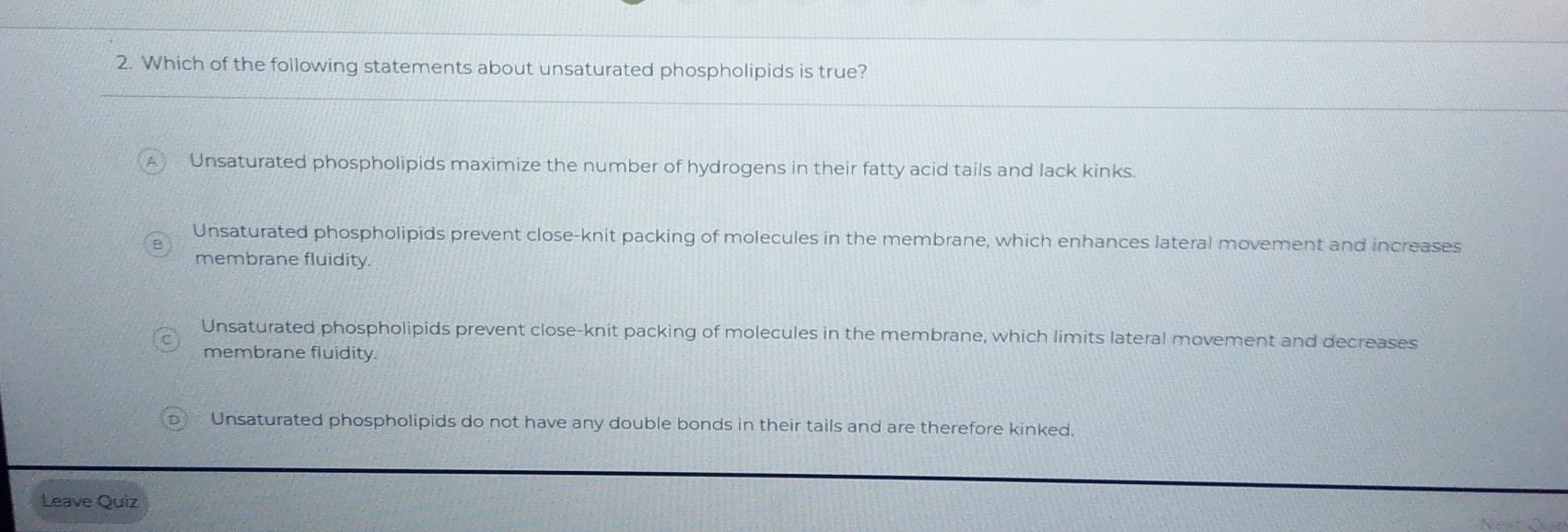 Solved Which of the following statements about unsaturated