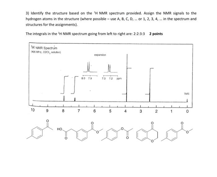3) Identify the structure based on the 1H NMR | Chegg.com