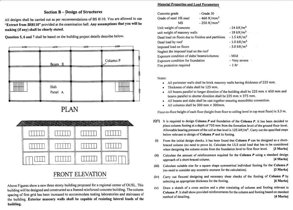 Solved Section B - Design Of Structures All Designs Shall Be | Chegg.com