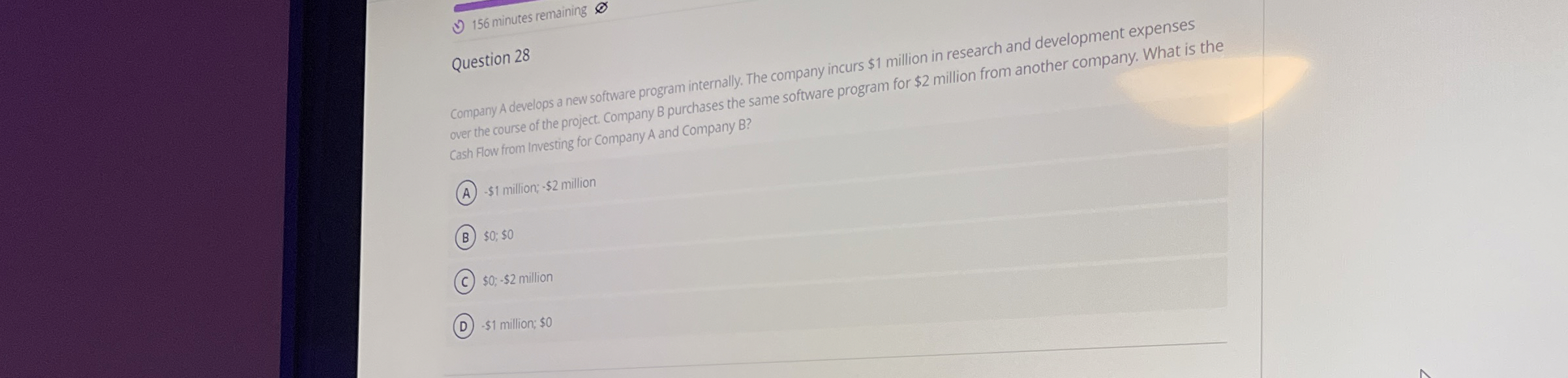 Solved 156 ﻿minutes remainingQuestion 28Company A develops a | Chegg.com