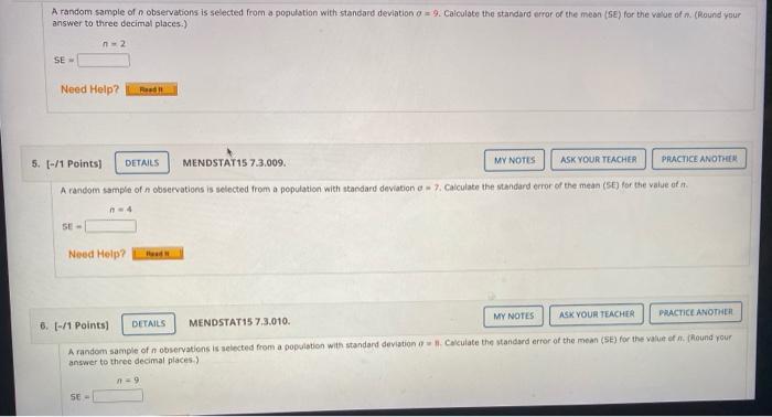Solved A random sample of n observations is selected from a | Chegg.com