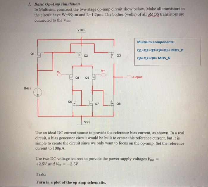 1. Basic Op-Amp Simulation In Multisim, Construct The | Chegg.com