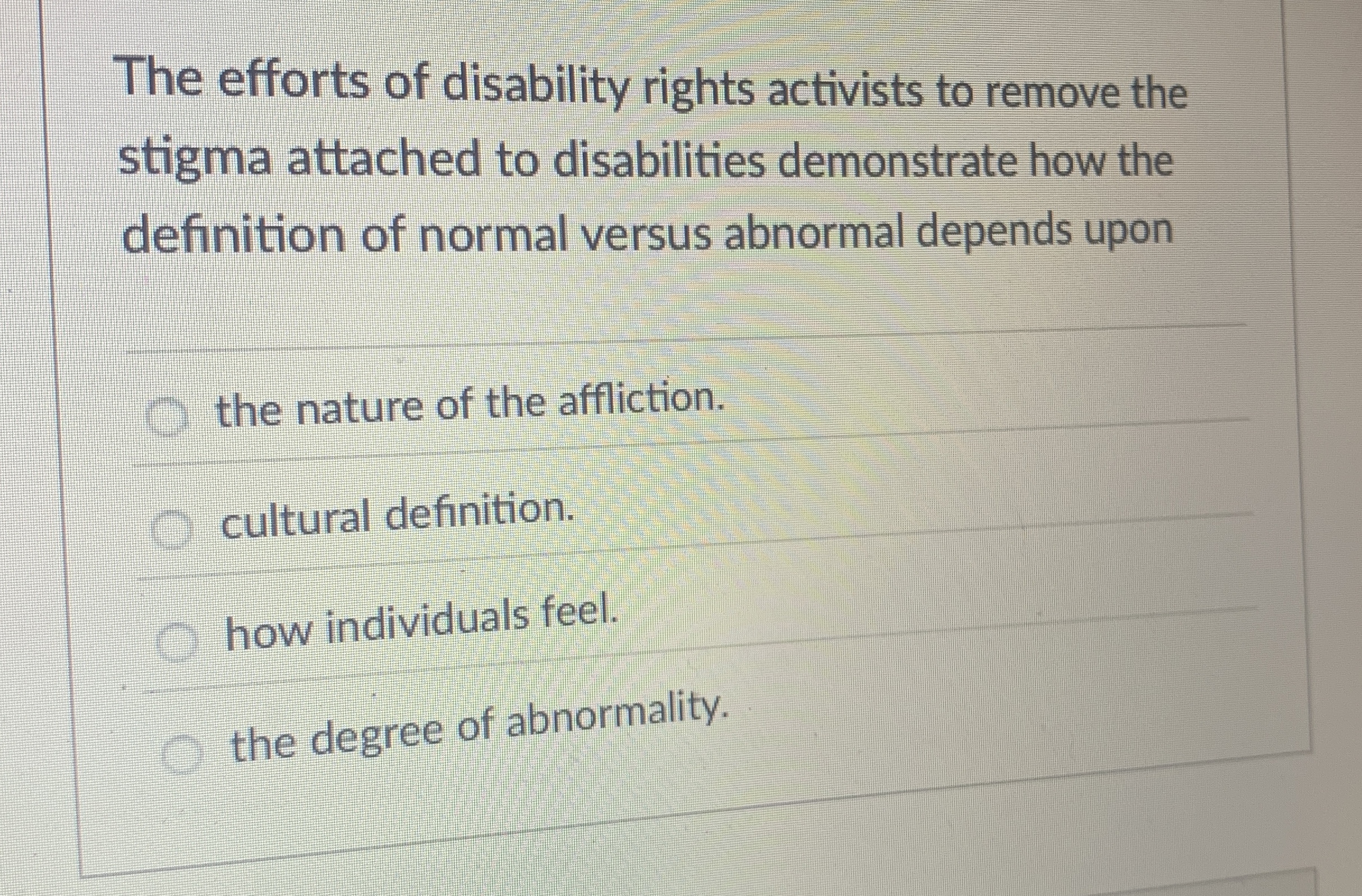 Solved The efforts of disability rights activists to remove