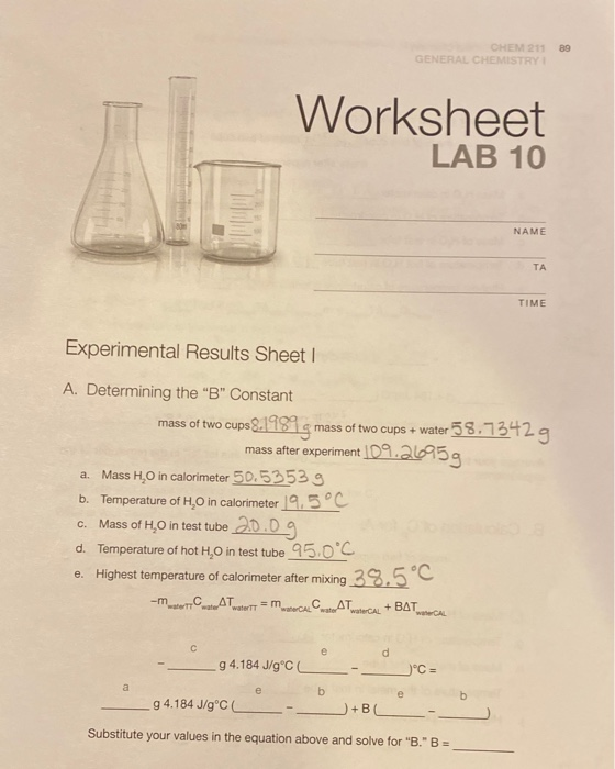 Solved Lab 10 An Intro to Thermodynamics The Energy