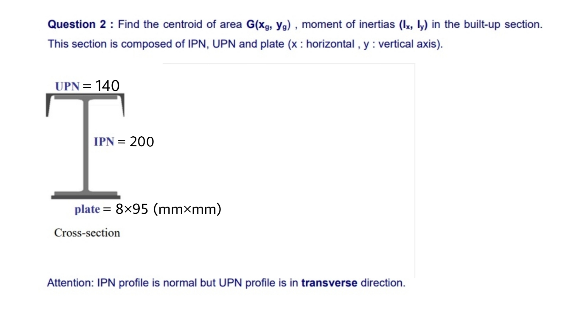 Solved Question 2 ﻿: Find the centroid of area G(xg,yg), | Chegg.com