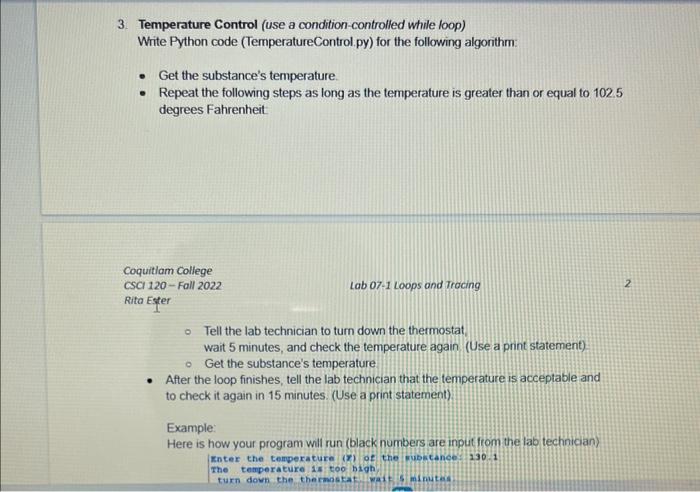 3. Temperature Control (use a condition-controlled | Chegg.com