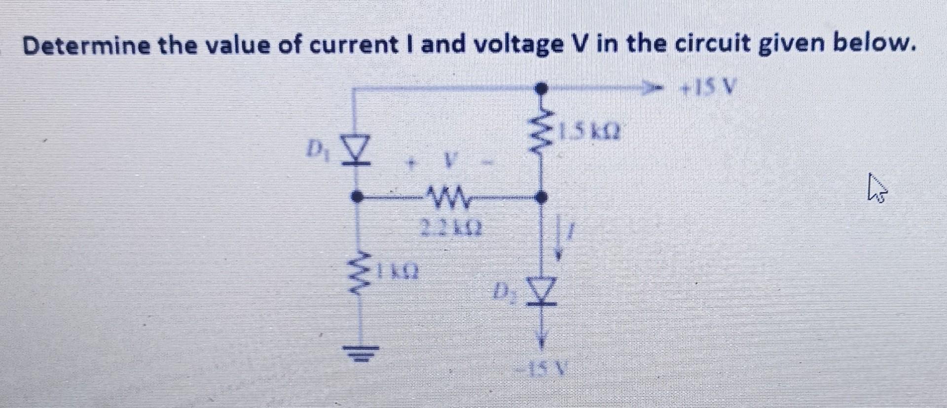 Solved Determine the value of current I and voltage V in the | Chegg.com
