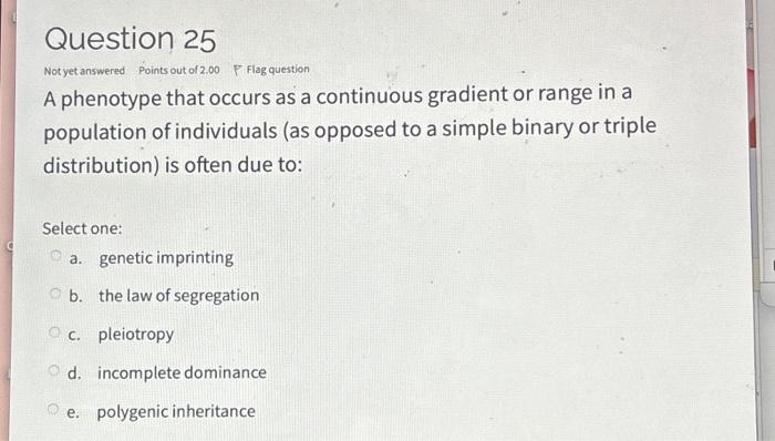 Solved A phenotype that occurs as a continuous gradient or | Chegg.com