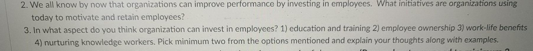 Solved 2. We all know by now that organizations can improve | Chegg.com