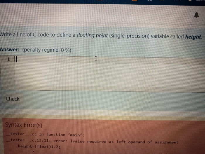 Solved Write A Line Of C Code To Define A Floating Point | Chegg.Com