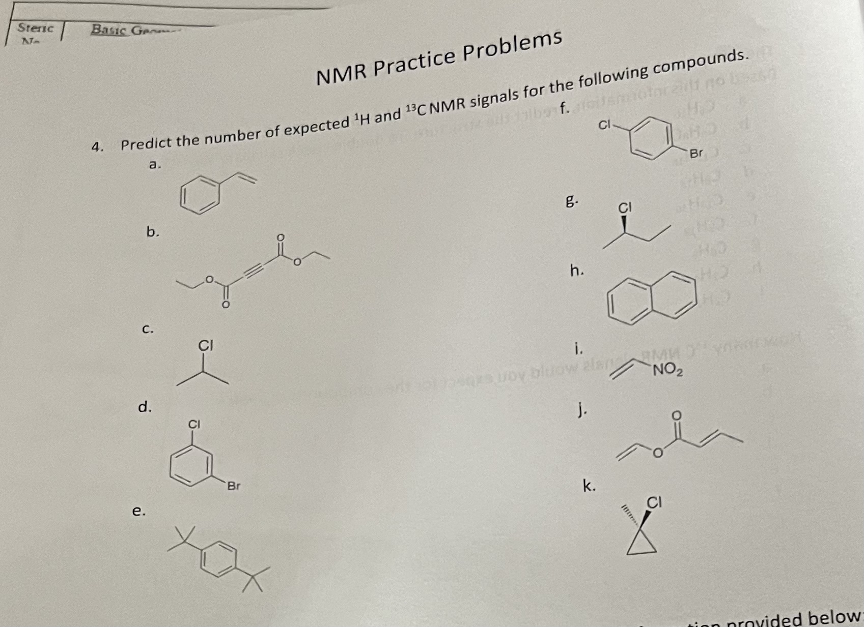 Solved NMR Practice Problems4. ﻿Predict the number of
