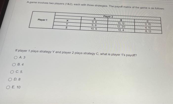 Solved A game involves two players (182), each with three | Chegg.com