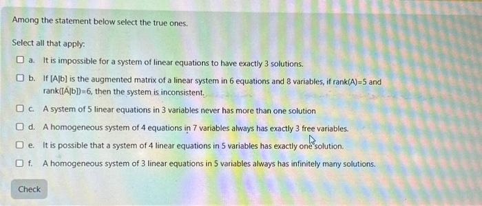 Solved Among the statement below select the true ones. | Chegg.com
