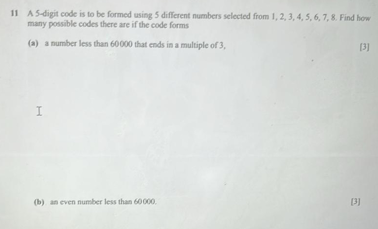 Solved 11 ﻿A 5-digit code is to be formed using 5 ﻿different | Chegg.com