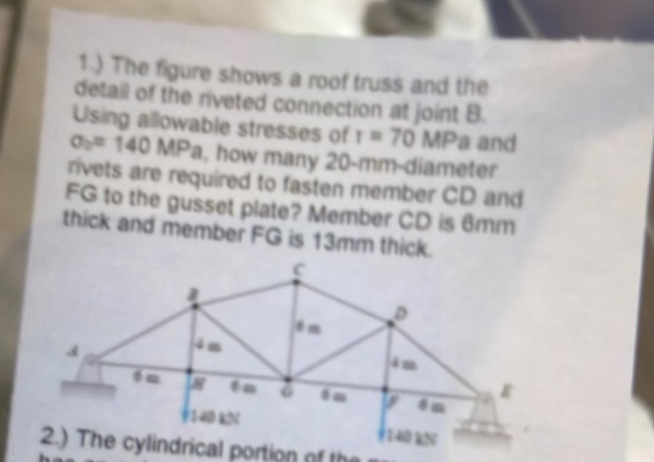 solved-1-the-figure-shows-a-roof-truss-and-thedetall-of-chegg