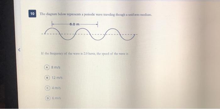 Solved 10 The diagram below represents a periodic wave | Chegg.com