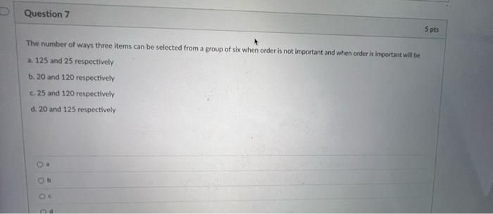 Solved The number of ways three items can be selected from a | Chegg.com
