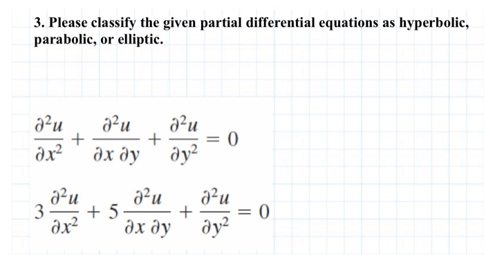 Solved 3. Please classify the given partial differential | Chegg.com