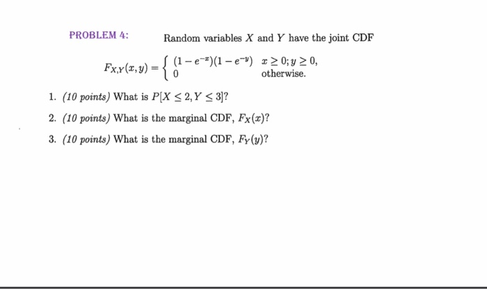 Solved PROBLEM 4: Random variables X and Y have the joint | Chegg.com