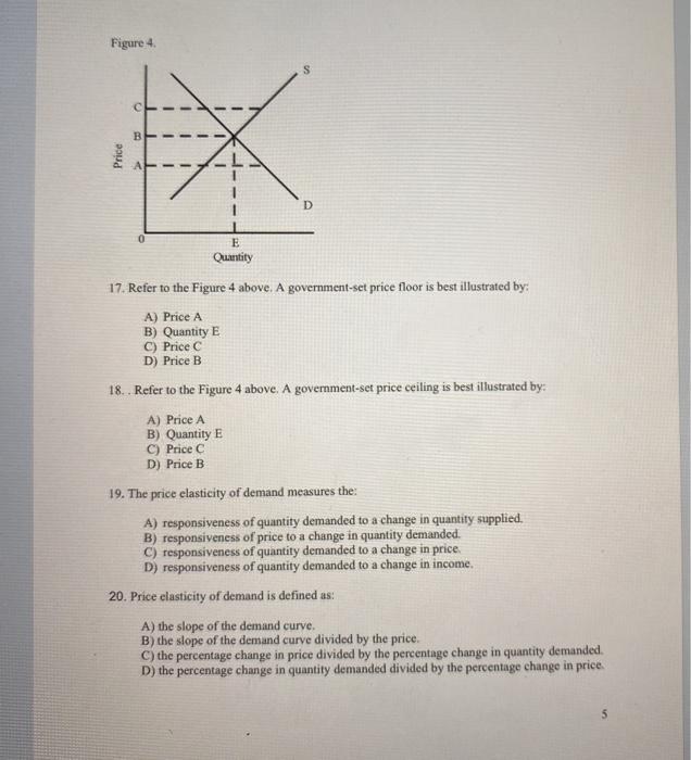 Solved Figure 4 S -- B 1 Price D E Quantity 17. Refer to the | Chegg.com