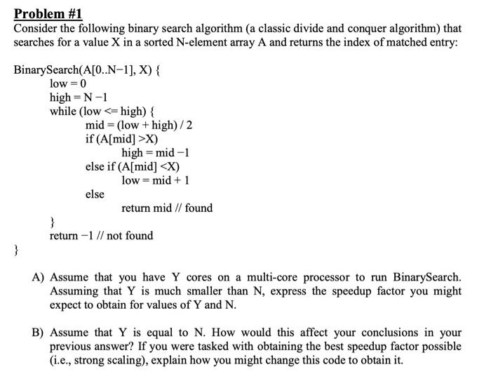 Solved Roblem \#1 Consider The Following Binary Search | Chegg.com