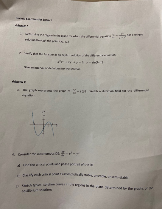 Solved c) Sketch typical solution curves in the regions in | Chegg.com