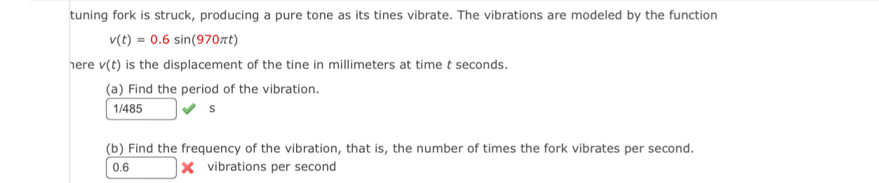 Solved tuning fork is struck, producing a pure tone as its | Chegg.com