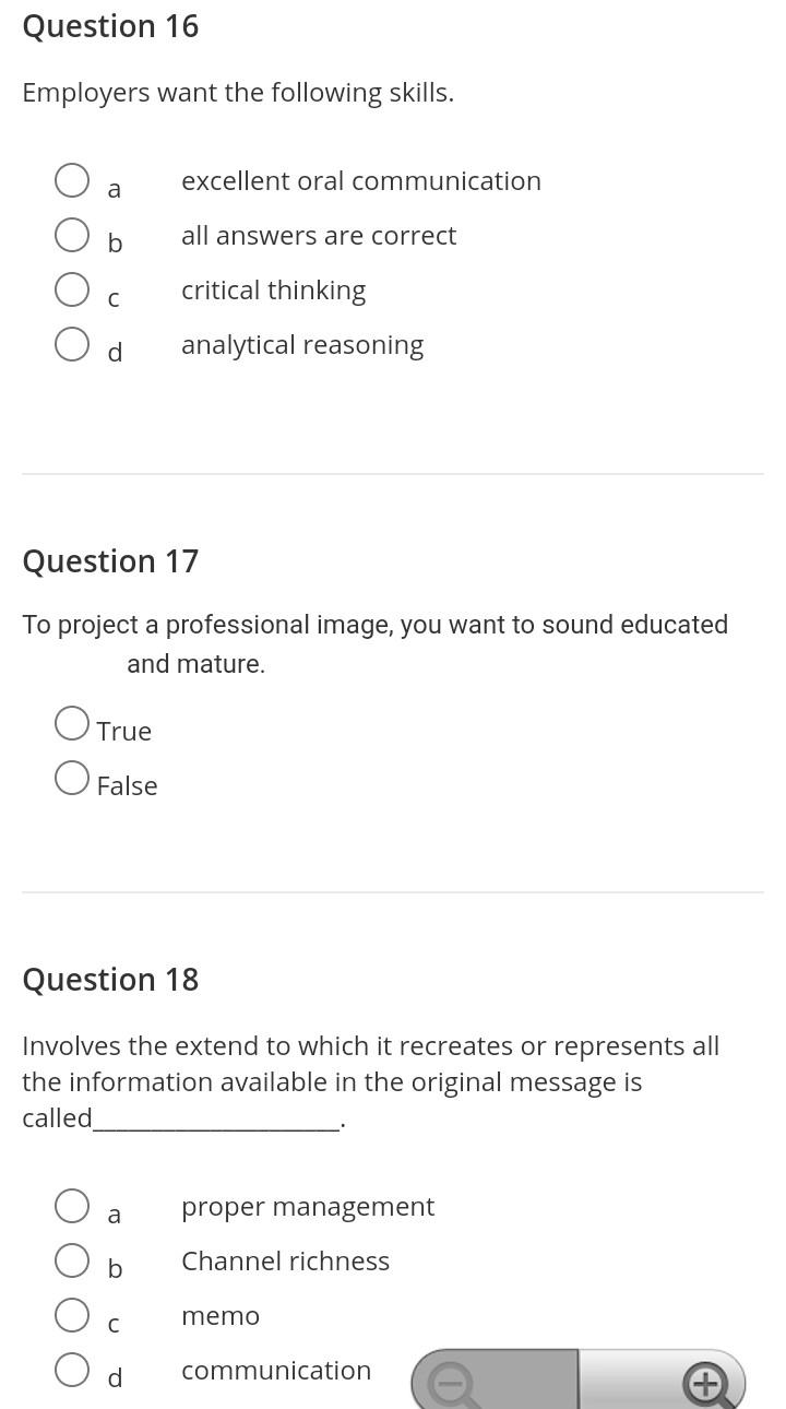 Solved Question 16 Employers Want The Following Skills. A | Chegg.com