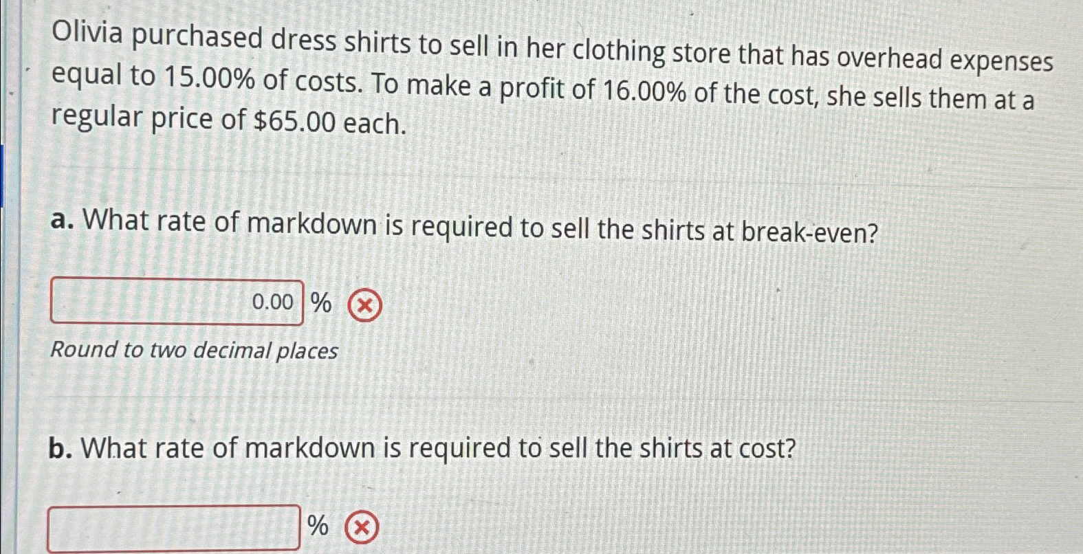 Olivia purchased dress shirts to sell in her clothing | Chegg.com