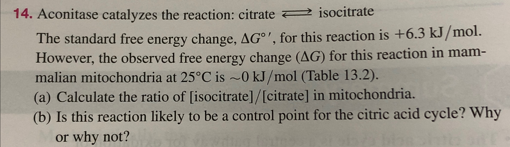 Aconitase catalyzes the reaction: citrate q, | Chegg.com