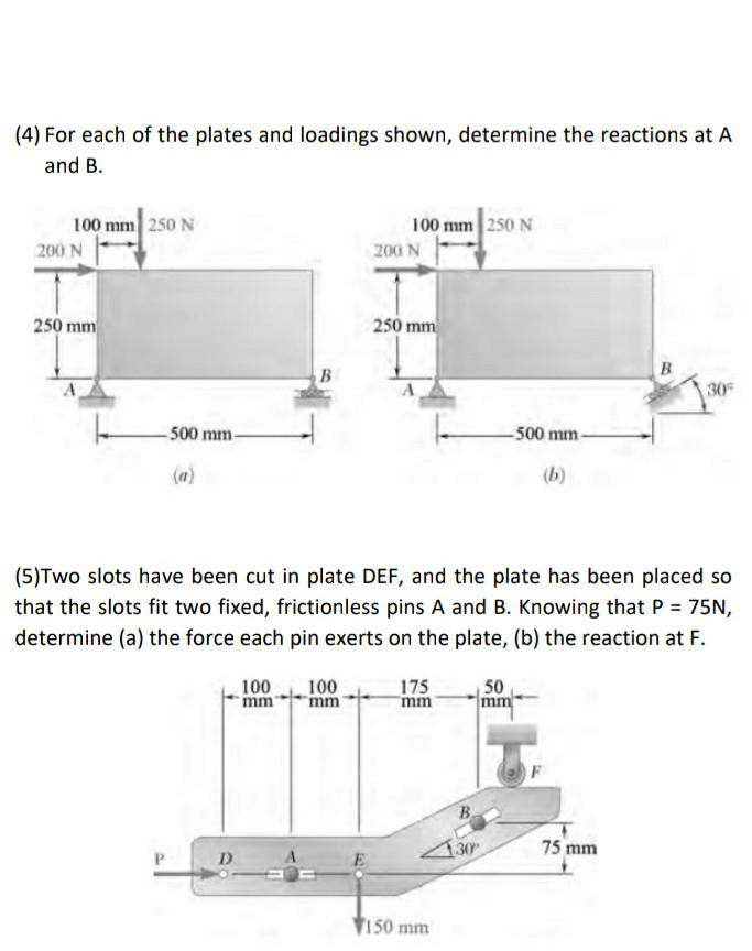Solved (4) For each of the plates and loadings shown,