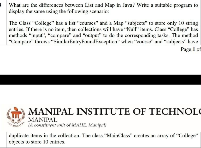 Solved What are the differences between List and Map in | Chegg.com