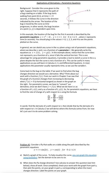 Applications of Derivatives - Parametric Equations | Chegg.com