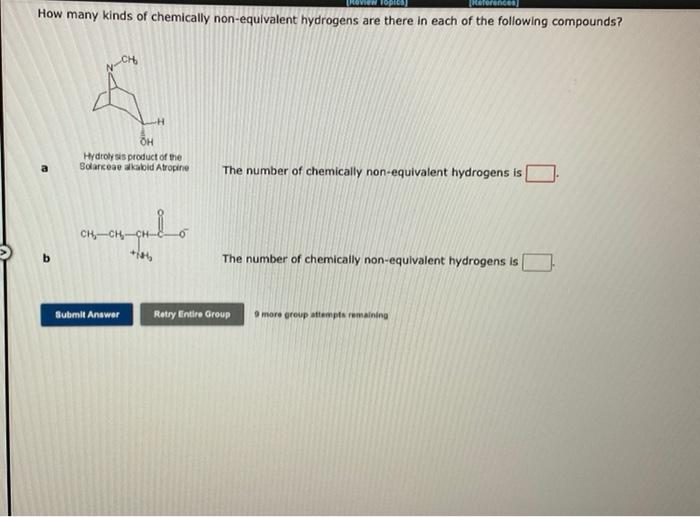 Solved How many kinds of chemically non-equivalent hydrogens | Chegg.com