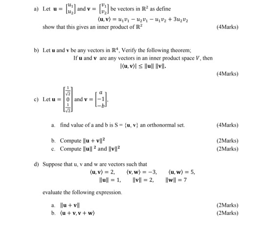 Solved And V A Let U C C S Be Vectors In R As Def Chegg Com