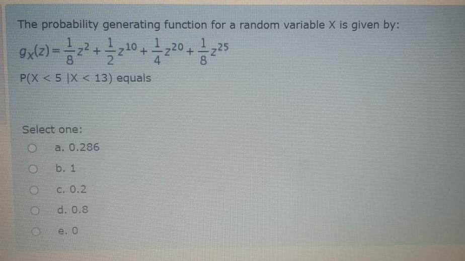 Solved The probability generating function for a random | Chegg.com