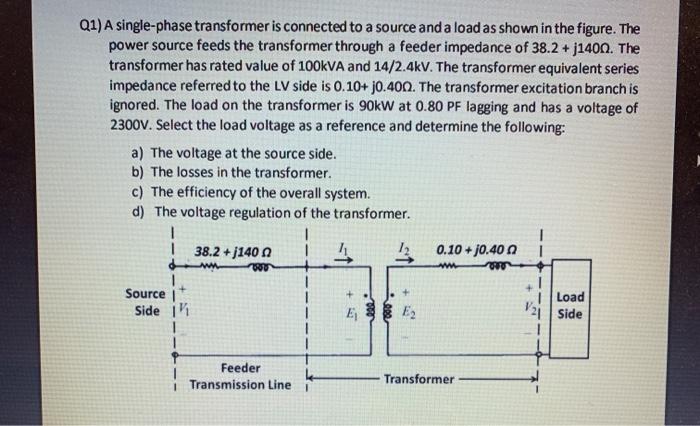 Solved Q1) A single-phase transformer is connected to a | Chegg.com