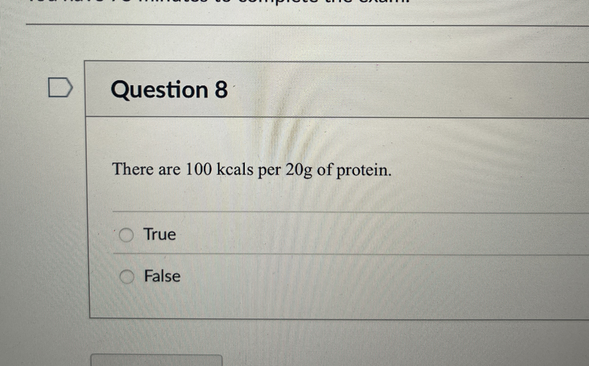 Solved Question 8There are 100 ﻿kcals per 20 ﻿g of | Chegg.com