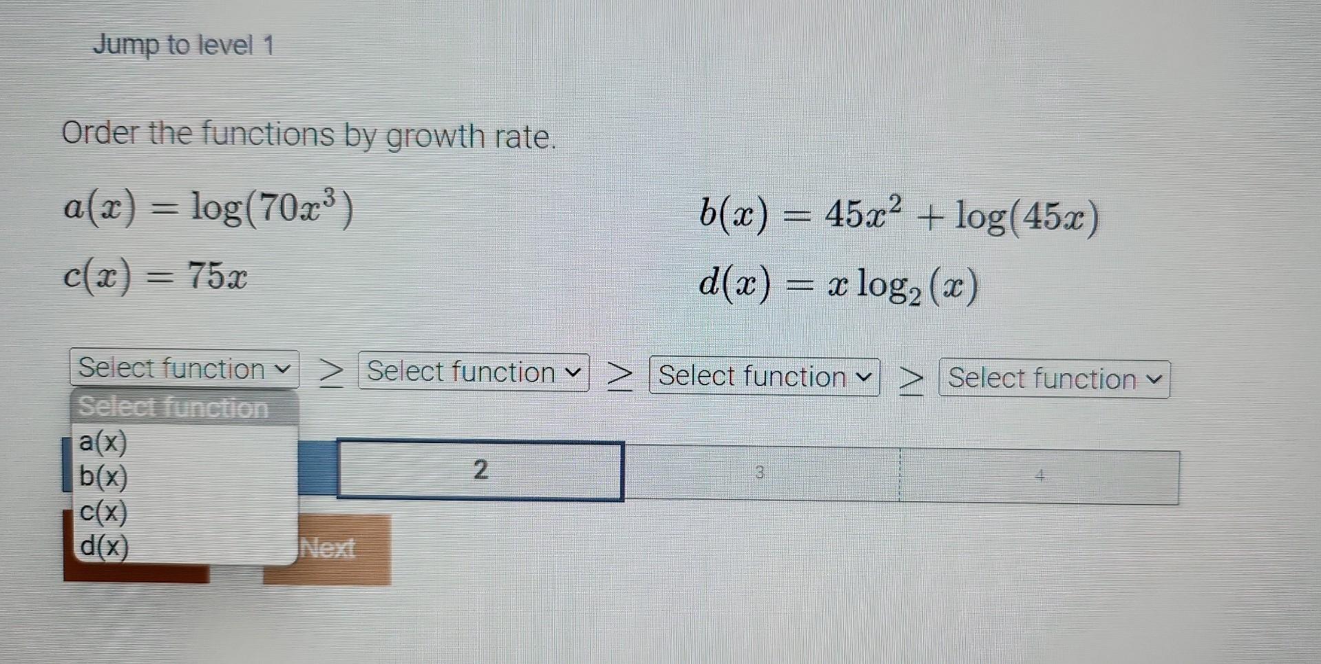 Growth Rates Calc 2 Order Solved Order the functions by growth rate. | Chegg.com