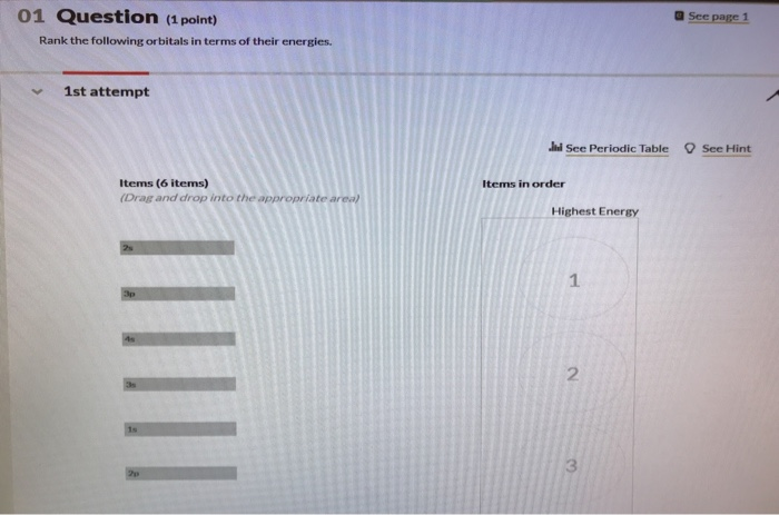 Solved See page 1 01 Question (1 point) Rank the following | Chegg.com