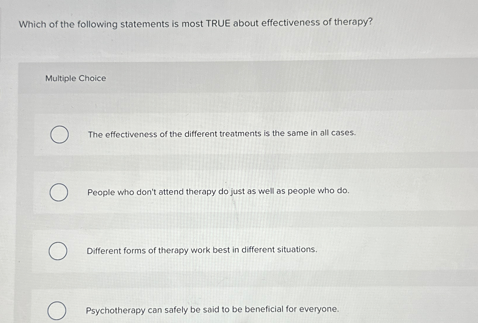 Solved Which of the following statements is most TRUE about | Chegg.com