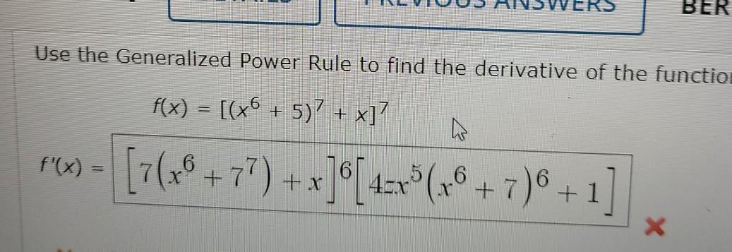 Solved BER Use the Generalized Power Rule to find the | Chegg.com
