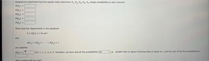 Solved P(E1)=P(E2)=P(E3)=P(E4)=P(E5)= Show that the | Chegg.com
