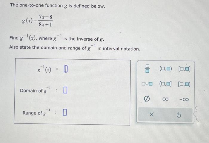 Solved The one-to-one function g is defined below. | Chegg.com