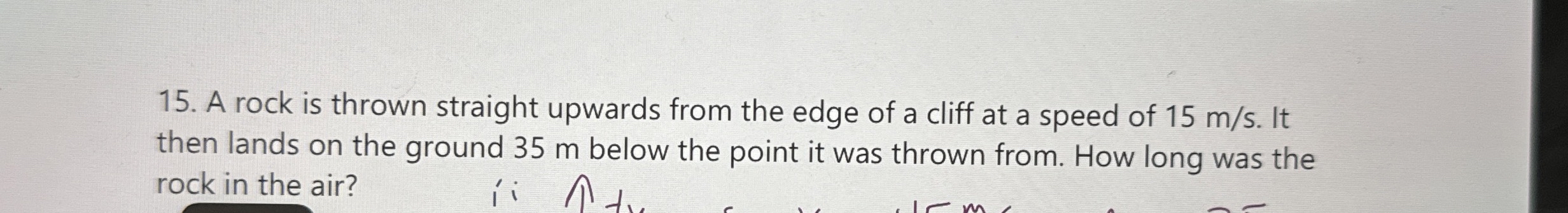 Solved HA rock is thrown straight upwards from the edge of a | Chegg.com