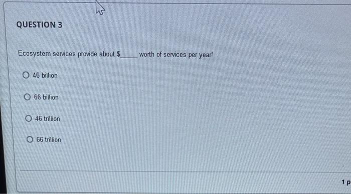 Solved Ecosystem Services Provide About $ Worth Of Services | Chegg.com