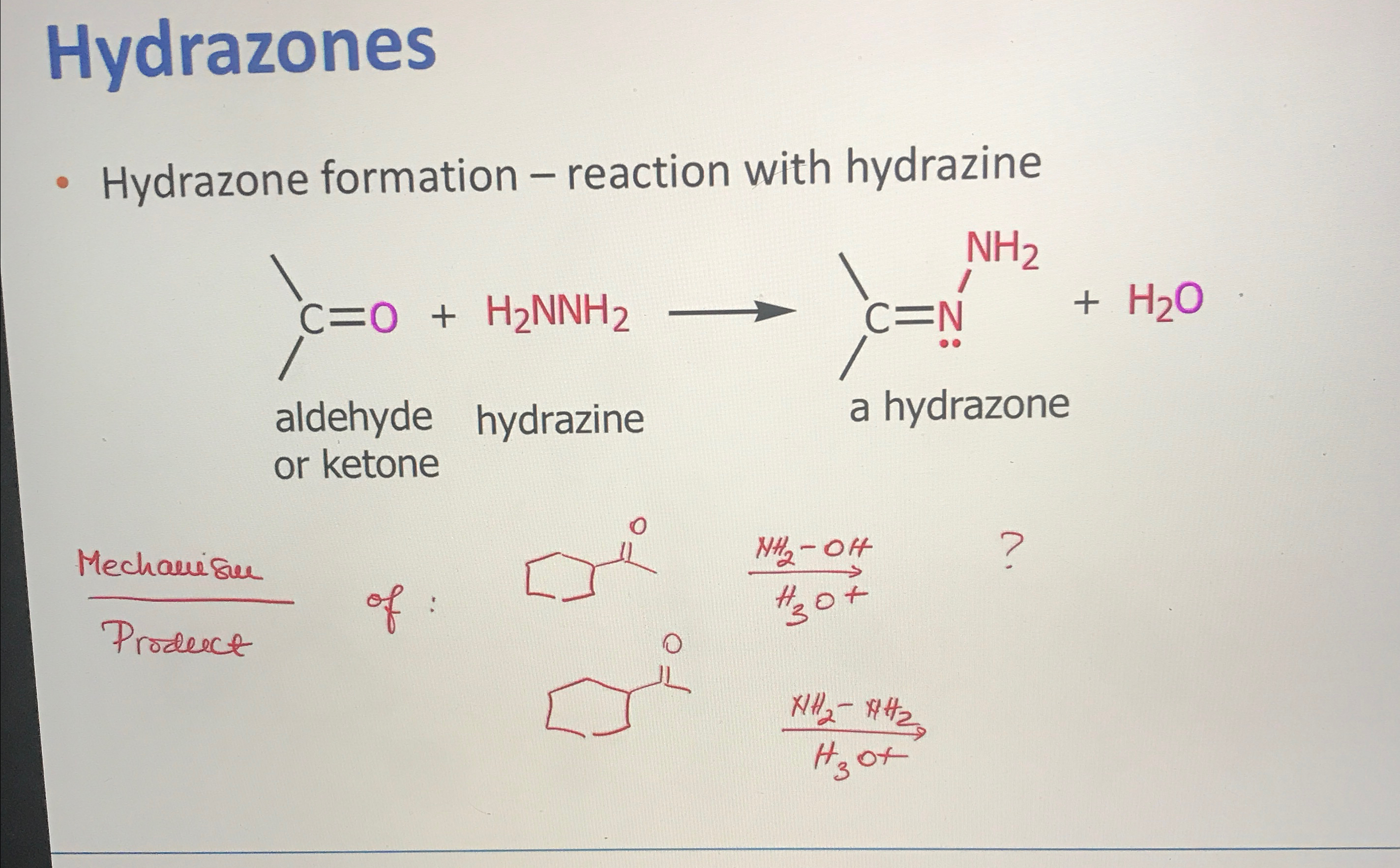 Solved HydrazonesHydrazone formation - ﻿reaction with | Chegg.com
